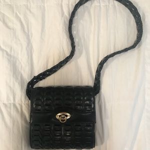 BLACK WOVEN PATTERN MINI PURSE